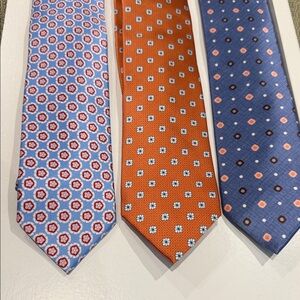 Dolcepunta Designer Ties Set - Blue, Orange. Handmade in Italy